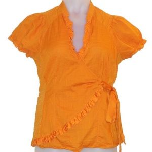 Anthropologie Edme & Esyllte Orange Wrap Shirt